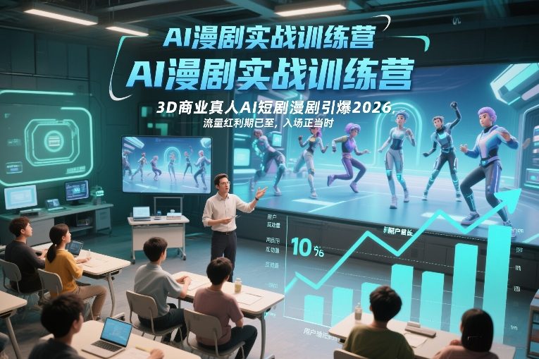 AI漫剧实战训练营，3D商业真人AI短剧漫剧引爆2026，流量红利期已至，入场正当时-58创客