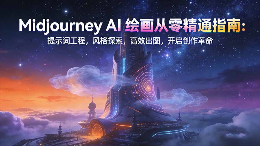 Midjourney AI绘画从零精通指南：提示词工程，风格探索，高效出图，开启创作革命-58创客