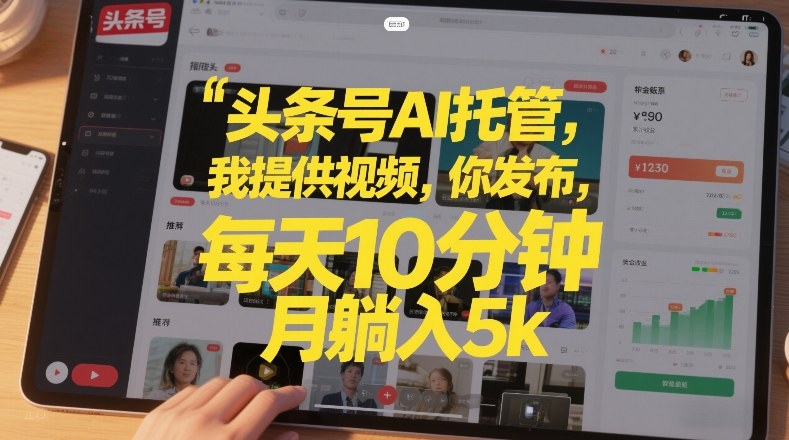 头条号AI托管，我提供视频，你发布，每天10分钟，月躺入5k+【揭秘】-58创客