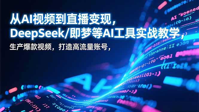 从AI视频到直播变现,DeepSeek/即梦等AI工具实战教学,生产爆款视频,打造高流量账号-58创客