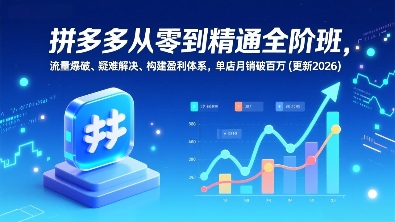 拼多多从零到精通全阶班，流量爆破、疑难解决，构建盈利体系，单店月销破百万(更新2026-58创客