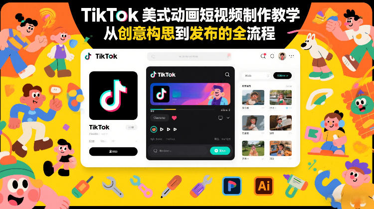 TikTok美式动画短视频制作教学，从创意构思到发布的全流程-58创客