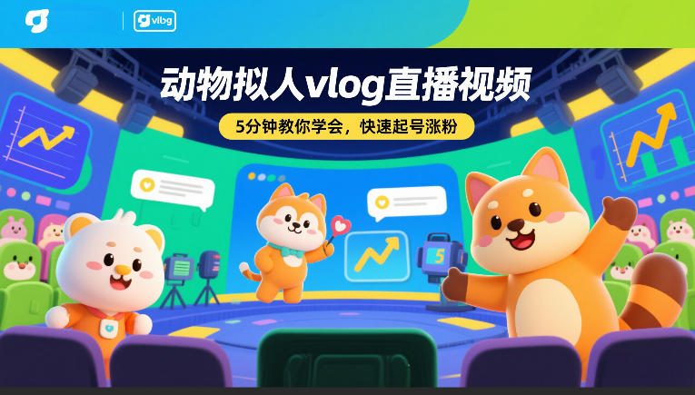 动物拟人vlog直播视频，5分钟教你学会，快速起号涨粉-58创客