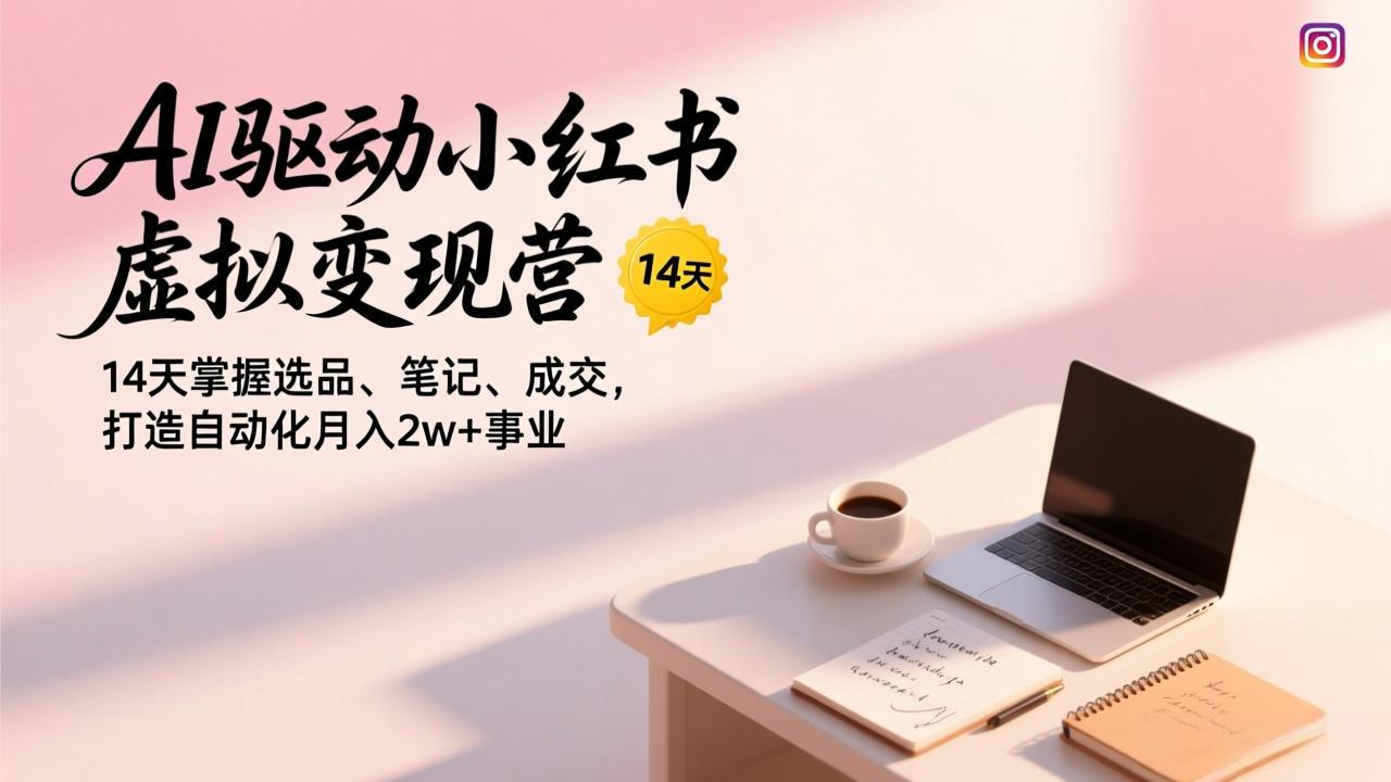 AI驱动小红书虚拟变现营，14天掌握选品、笔记、成交，打造自动化月入2w+事业-58创客