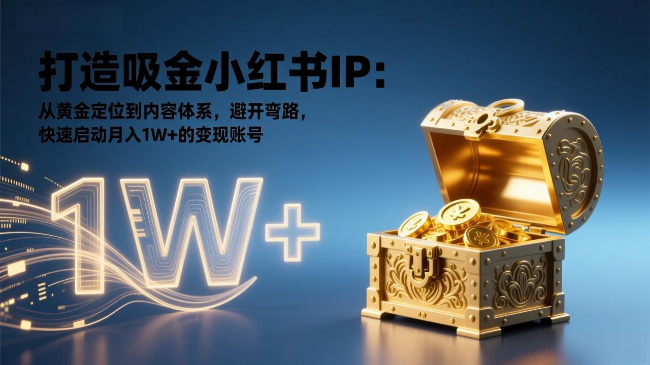 打造吸金小红书IP：从黄金定位到内容体系，避开弯路，快速启动月入1W+的变现账号-58创客