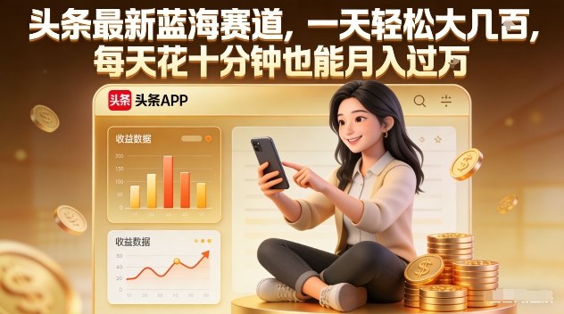 头条最新蓝海赛道，一天轻松大几张，每天花十分钟也能月入过1W【揭秘】-58创客