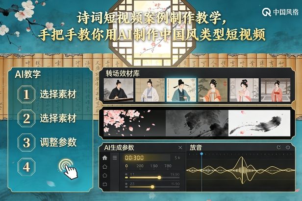 古诗词短视频案例制作教学，手把手教你用AI制作中国风类型短视频-58创客