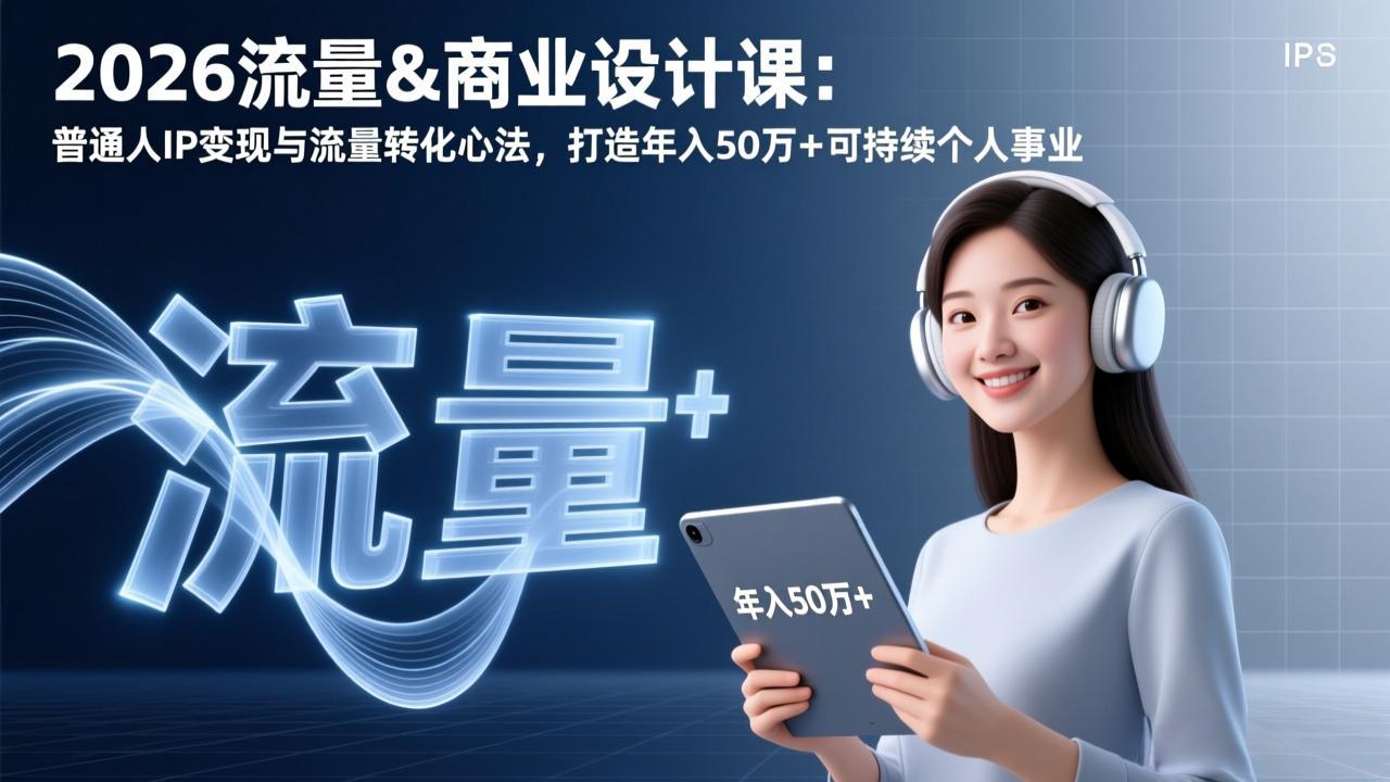 2026流量&商业设计课：普通人IP变现与流量转化心法，打造年入50万+可持续个人事业-58创客