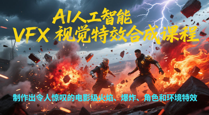 AI人工智能VFX视觉特效合成课程，制作出令人惊叹的电影级火焰、爆炸、角色和环境特效-58创客