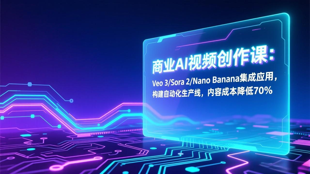 商业AI视频创作课：Veo 3/Sora 2/Nano Banana集成应用，构建自动化生产线，内容成本降低70%-58创客