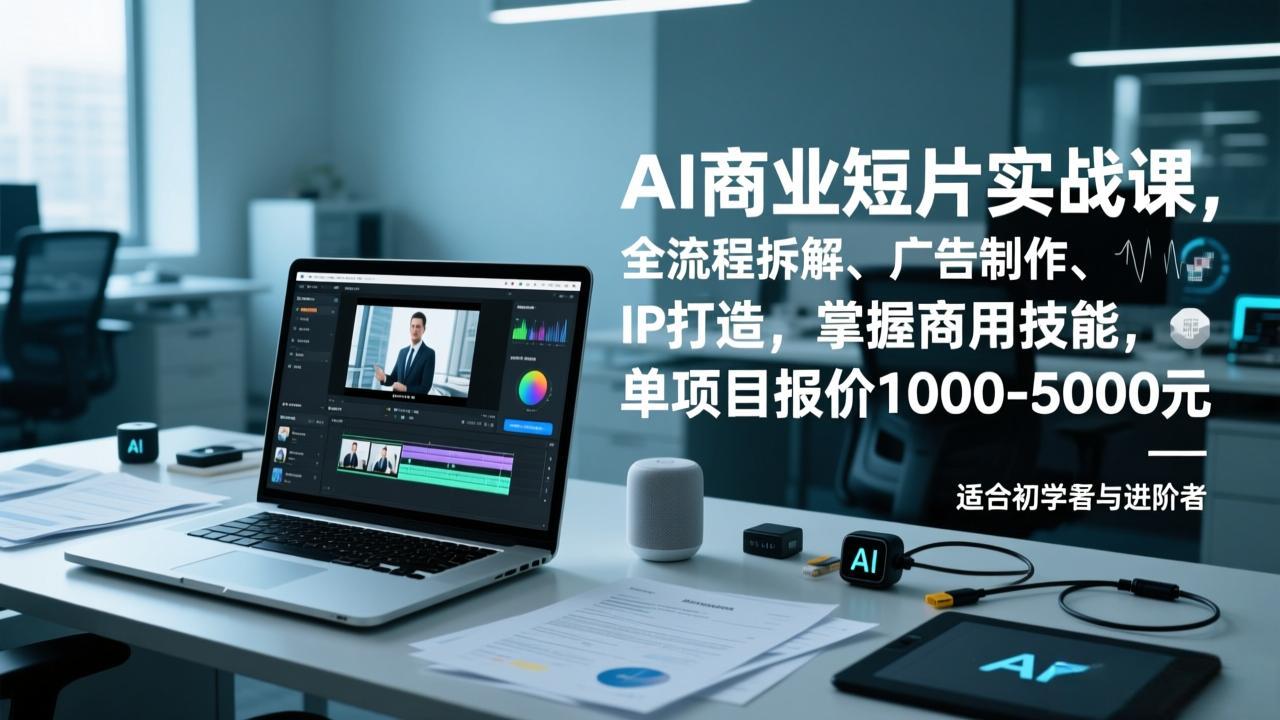 AI商业短片实战课,全流程拆解、广告制作、IP打造,掌握商用技能,单项目报价1000-5000元-58创客