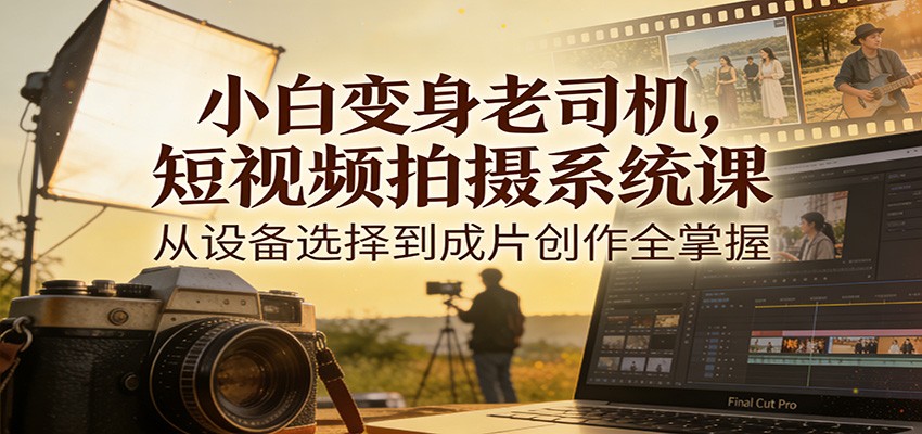 小白变身老司机，短视频拍摄系统课，从设备选择到成片创作全掌握-58创客