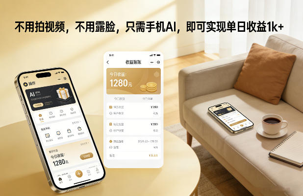 不用拍视频，不用露脸，只需手机AI，即可实现单日收益1k+【揭秘】-58创客