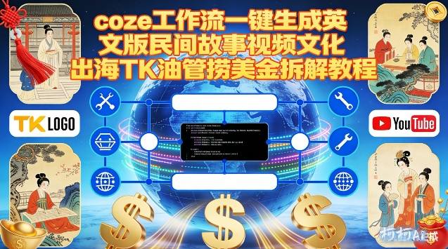 Coze扣子工作流一键生成英文版民间故事视频，文化出海TK油管捞美金拆解教程-58创客