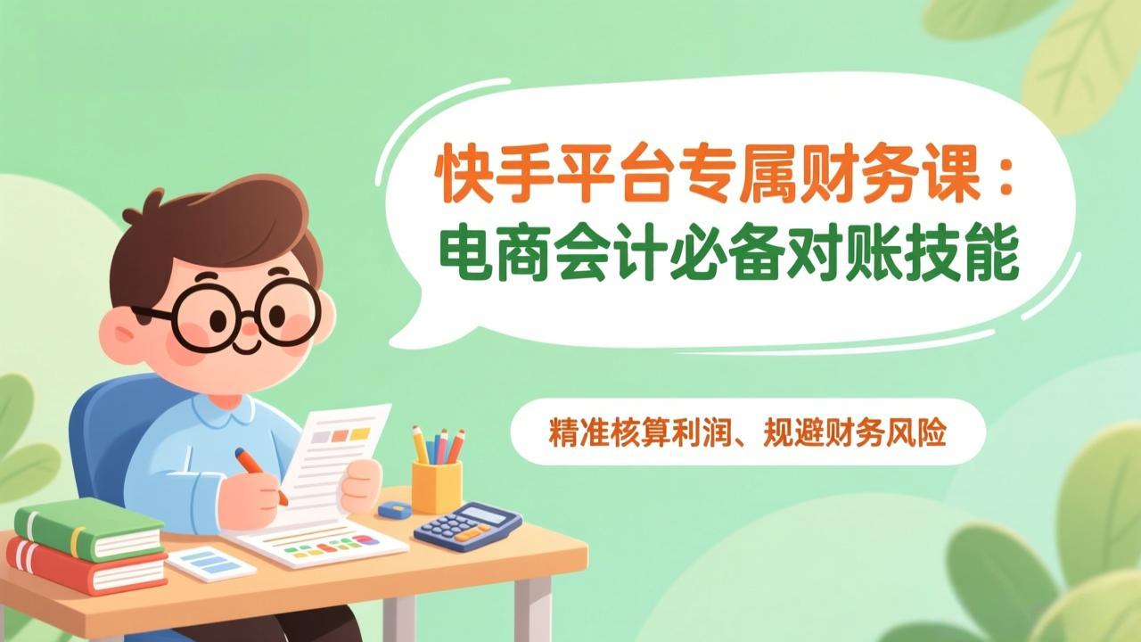 快手平台专属财务课：电商会计必备对账技能，精准核算利润、规避财务风险-58创客