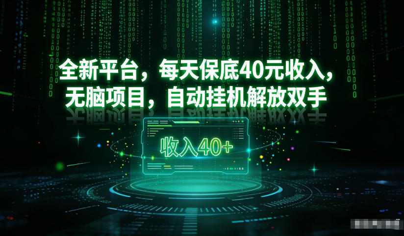 最新看广平台，每天保底30-4米，无脑项目，自动挂G解放双手【揭秘】-58创客
