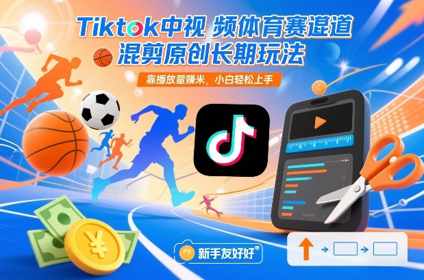 Tiktok中视频体育赛道混剪原创长期玩法，靠播放量賺米，小白轻松上手-58创客