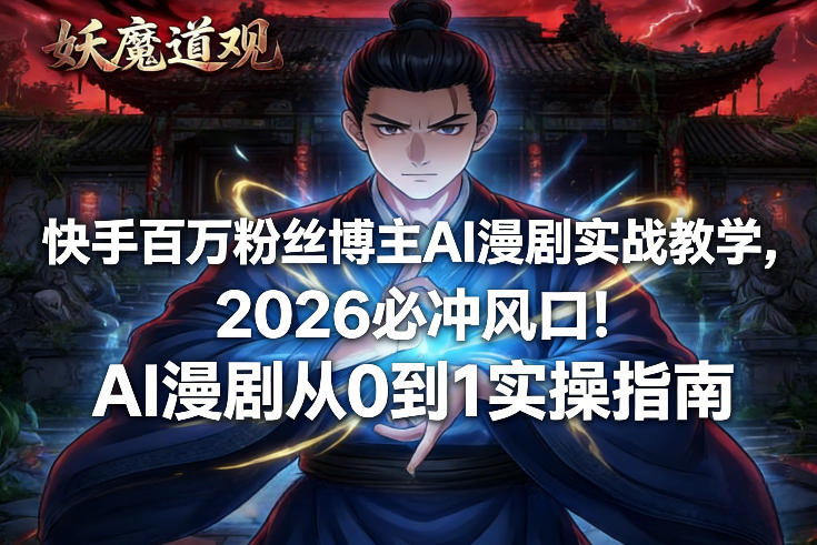 快手百万粉丝博主AI漫剧实战教学，2026必冲风口！AI漫剧从0到1实操指南-58创客