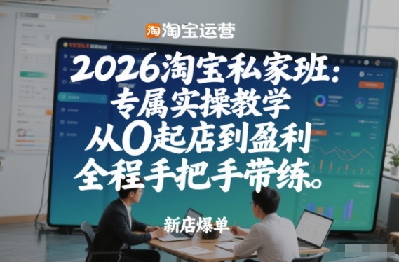 2026淘宝私家班：专属实操教学，从0起店到盈利，全程手把手带练-58创客
