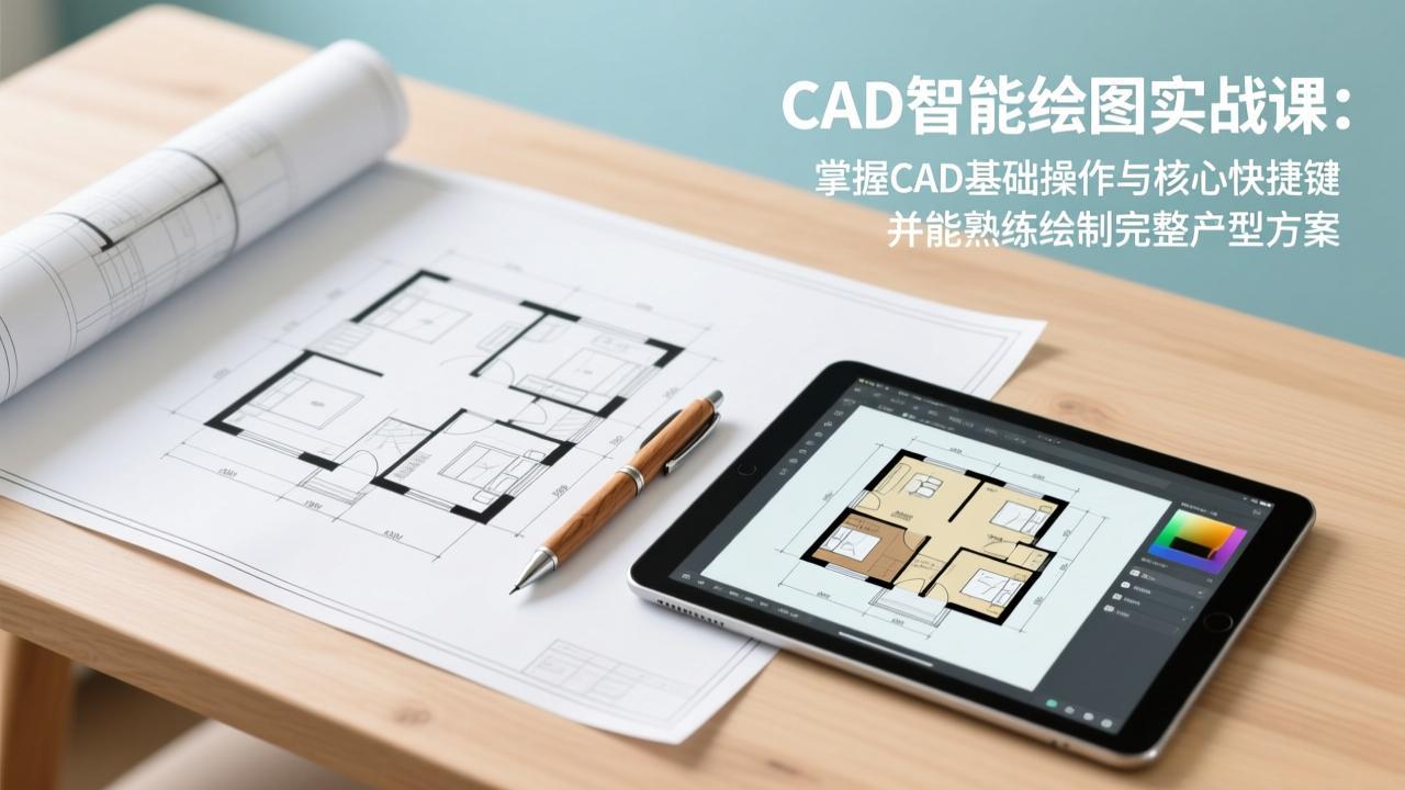 CAD智能绘图实战课：掌握CAD基础操作与核心快捷键，并能熟练绘制完整户型方案-58创客