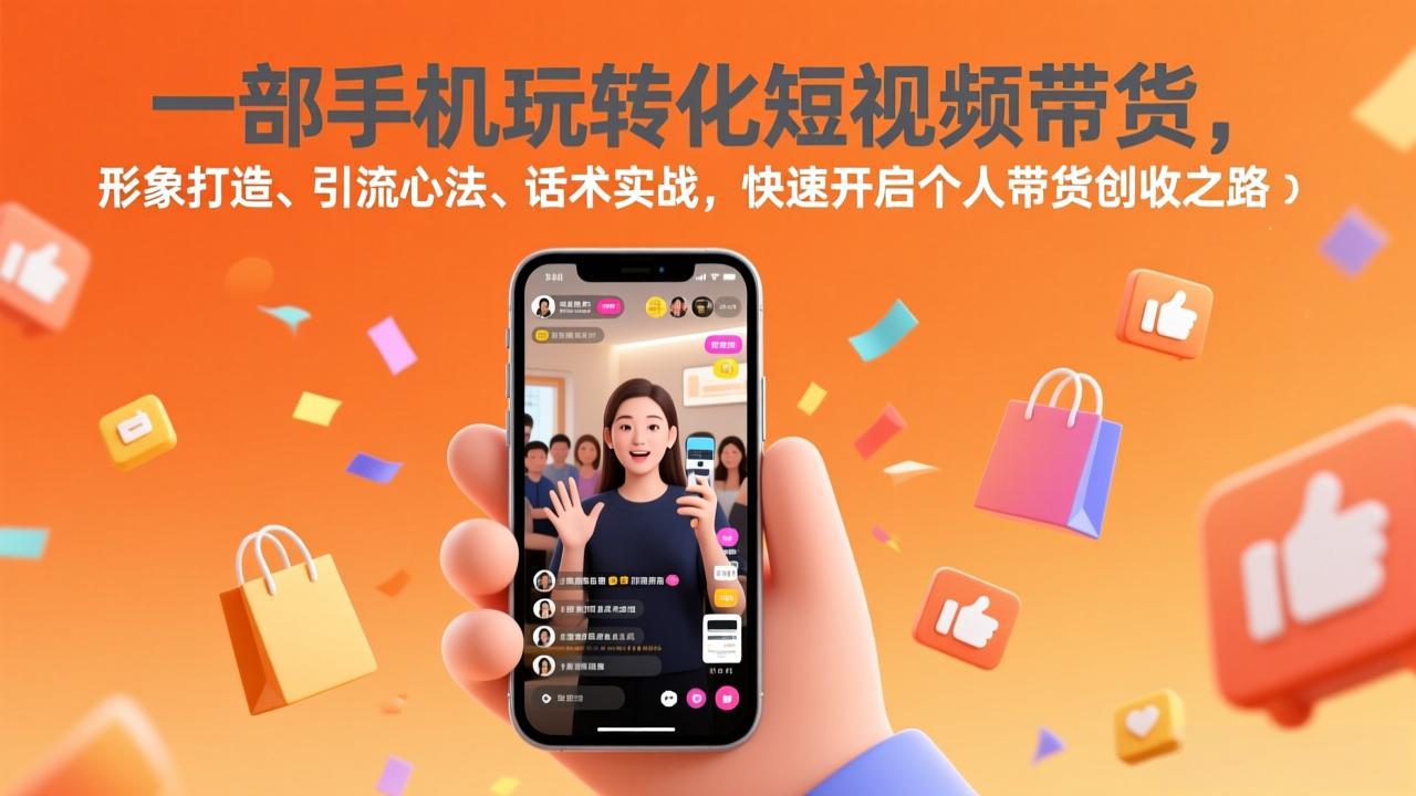一部手机玩转化短视频带货，形象打造、引流心法、话术实战，快速开启个人带货创收之路-58创客