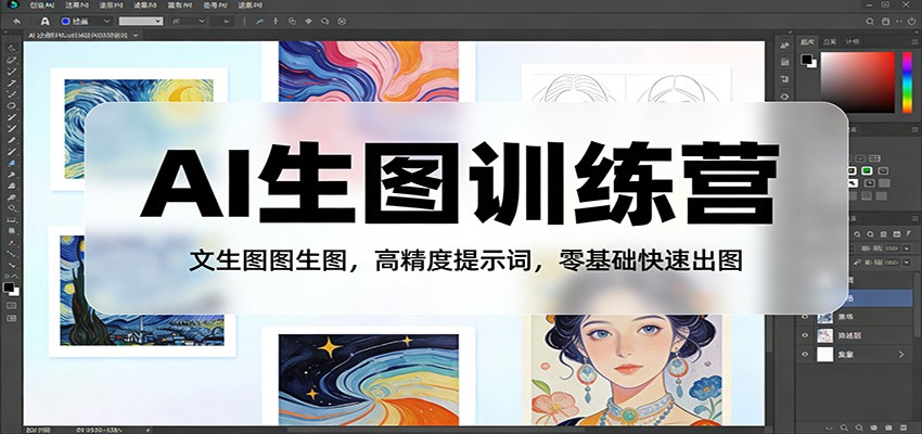 AI生图训练营：文生图图生图，高精度提示词，零基础快速出图-58创客