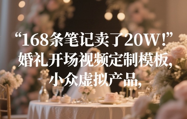 168条笔记卖了20W！婚礼开场视频定制模板，小众虚拟产品-58创客