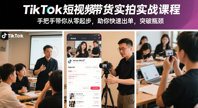 TikTok短视频带货实拍实战课程，手把手带你从零起步，助你快速出单，突破瓶颈-58创客