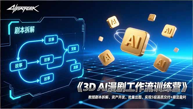 3D AI漫剧工作流训练营：教授剧本拆解、资产开发、批量出图，实现S级画质交付+稳定盈利-58创客