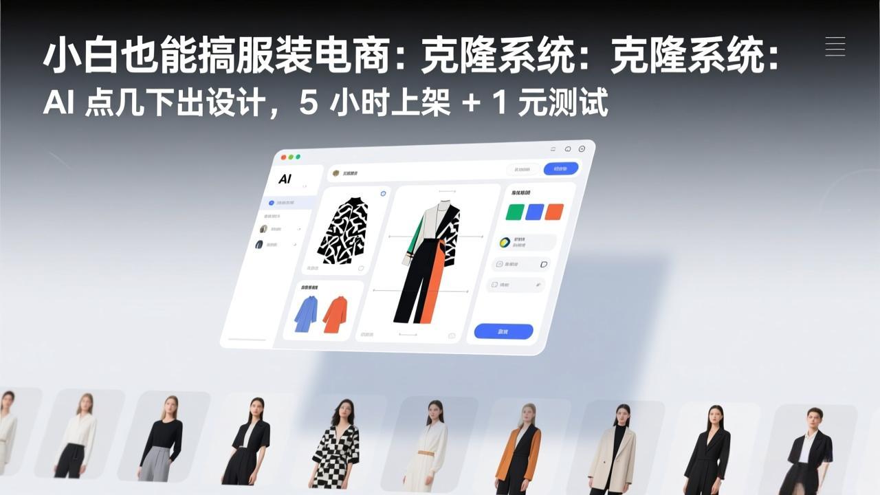 小白也能搞服装电商：克隆系统：AI 点几下出设计，5 小时上架 + 1 元测试-58创客