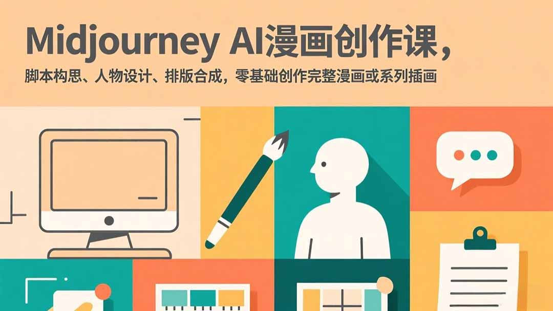 Midjourney AI漫画创作课，脚本构思、人物设计、排版合成，零基础创作完整漫画或系列插画-58创客
