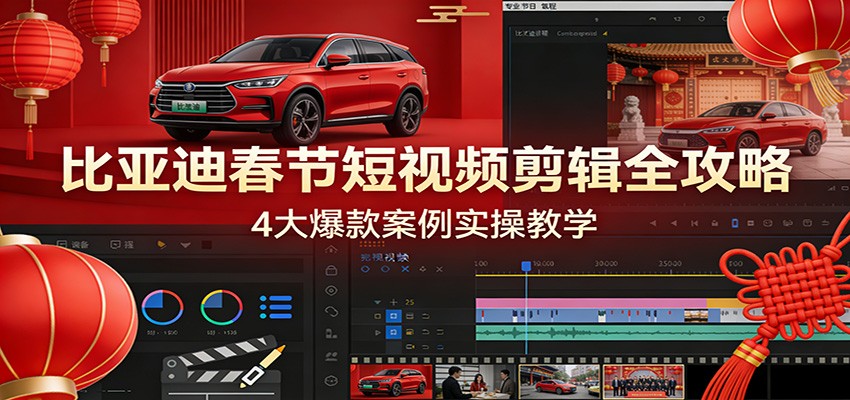 比亚迪春节短视频剪辑全攻略，4大爆款案例实操教学-58创客