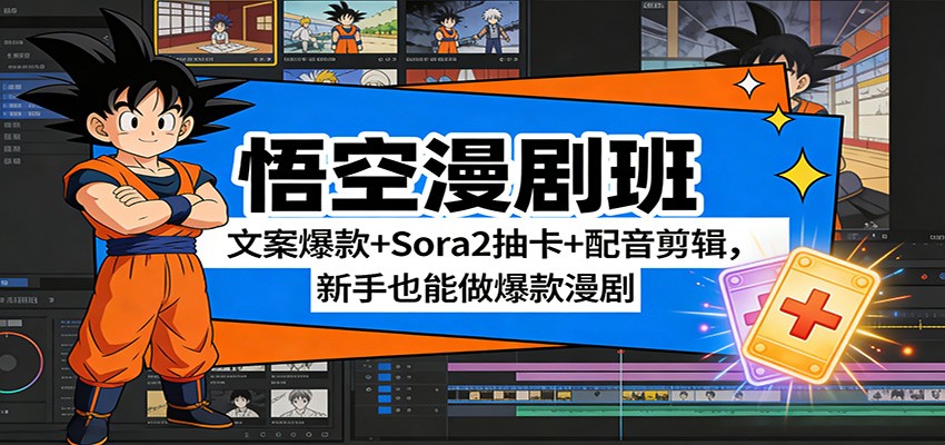 悟空漫剧班：文案爆款+Sora2抽卡+配音剪辑，新手也能做爆款漫剧-58创客