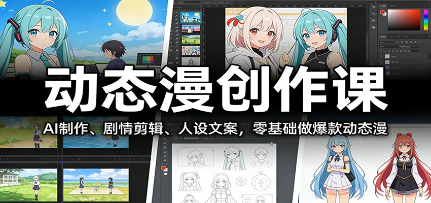 动态漫创作课：AI制作、剧情剪辑、人设文案，零基础做爆款动态漫-58创客
