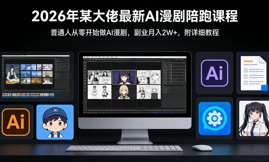 26年某大佬最新Ai漫剧陪跑课程，普通人从零开始做AI漫剧，副业月入2W+-58创客