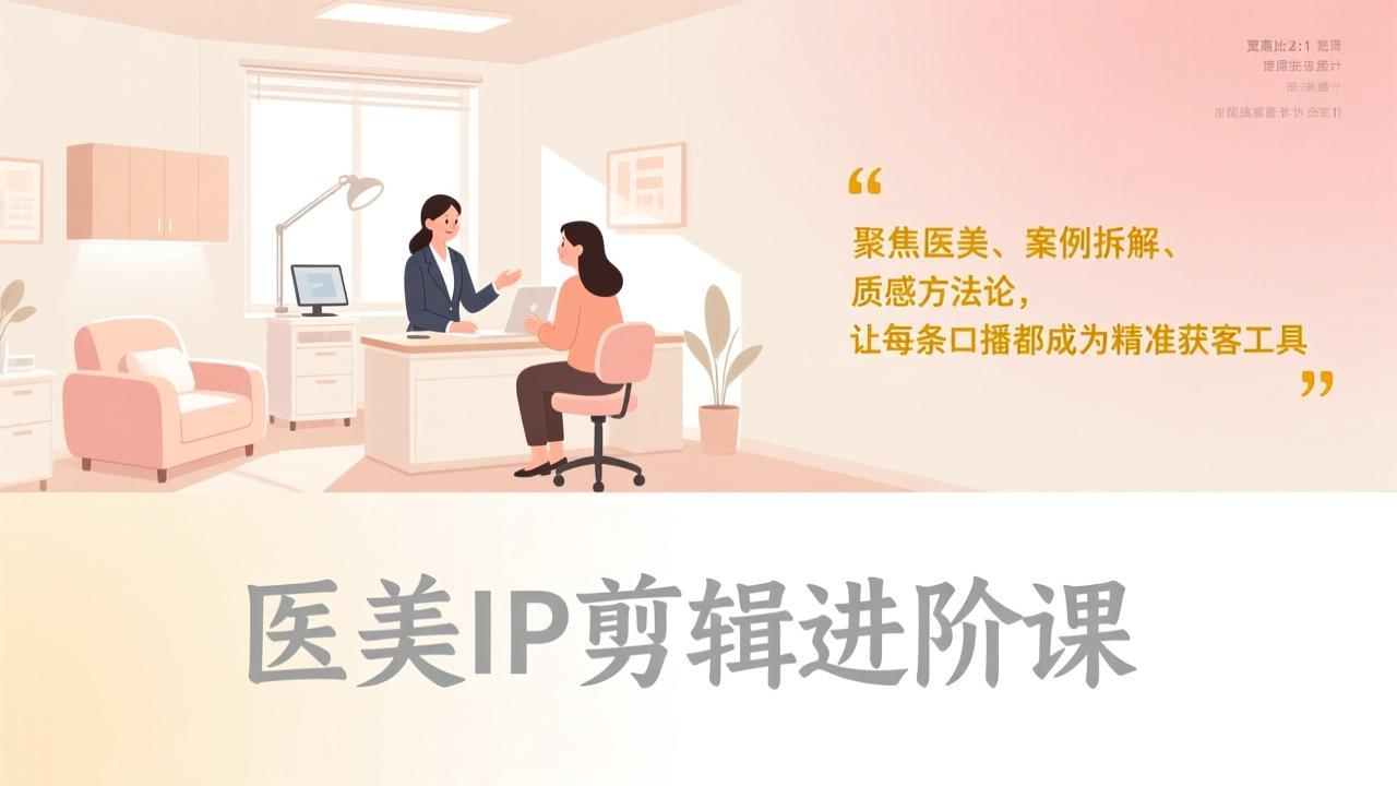 医美IP剪辑进阶课，聚焦医美、案例拆解、质感方法论，让每条口播都成为精准获客工具-58创客