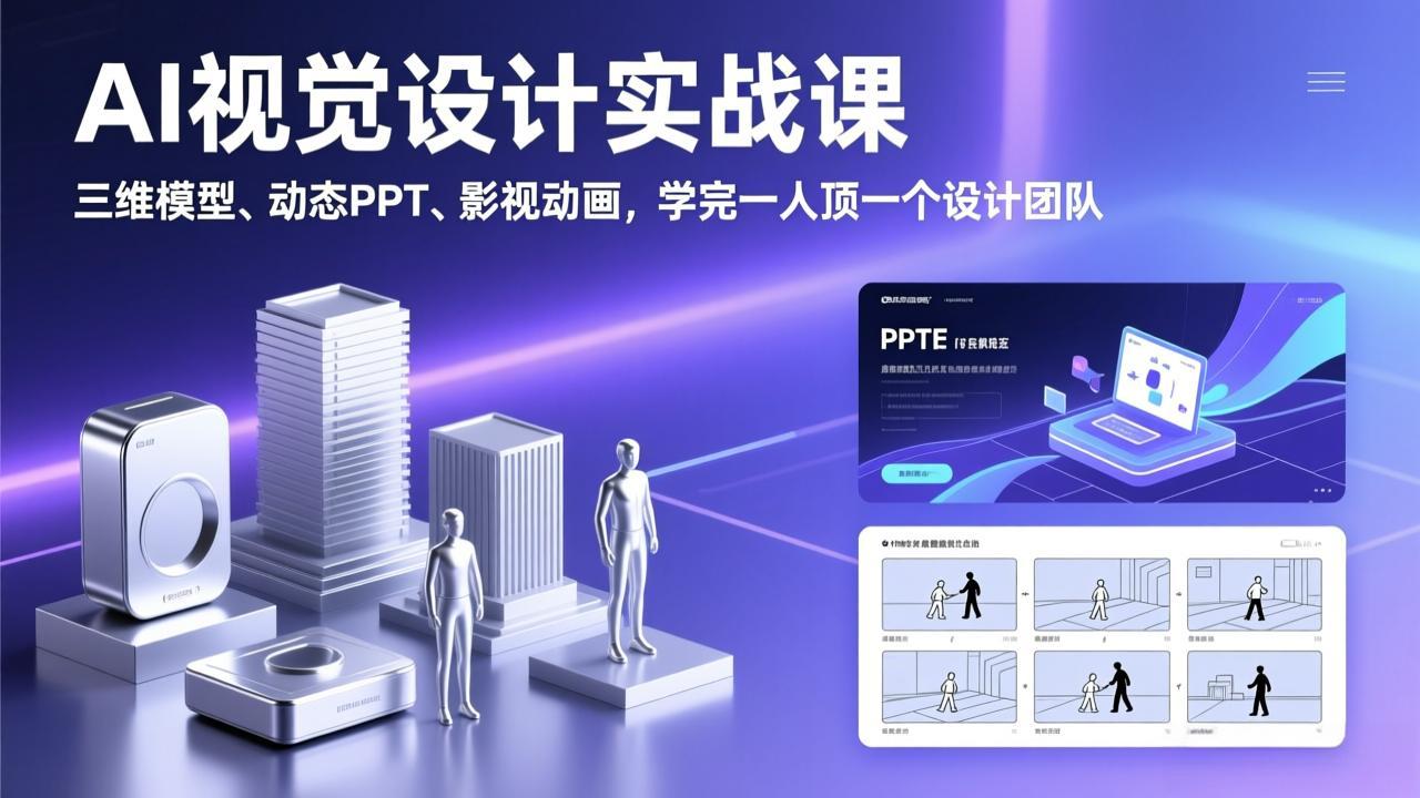 AI视觉设计实战课，三维模型、动态PPT、影视动画，学完一人顶一个设计团队-58创客