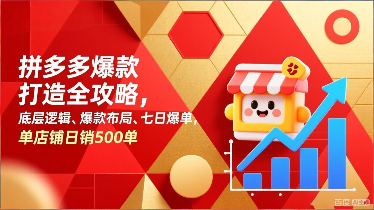 拼多多爆款打造全攻略，底层逻辑、爆款布局、七日爆单，单店铺日销500单-58创客