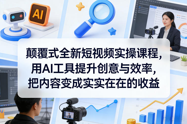 颠覆式全新短视频实操课程，用AI工具提升创意与效率，把内容变成实实在在的收益-58创客