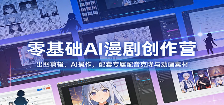零基础AI漫剧创作营：出图剪辑、AI操作，配套专属配音克隆与动画素材-58创客