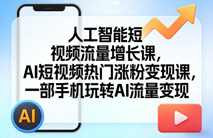 人工智能短视频流量增长课，AI短视频热门涨粉变现课，一部手机玩转AI流量变现-58创客