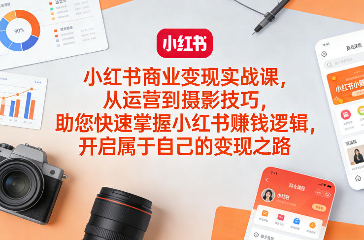 小红书商业变现实战课，从运营到摄影技巧，助您快速掌握小红书賺钱逻辑，开启属于自己的变现之路-58创客
