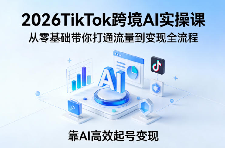 2026TikTok跨境AI实操课，从零基础带你打通流量到变现全流程，靠AI高效起号变现-58创客