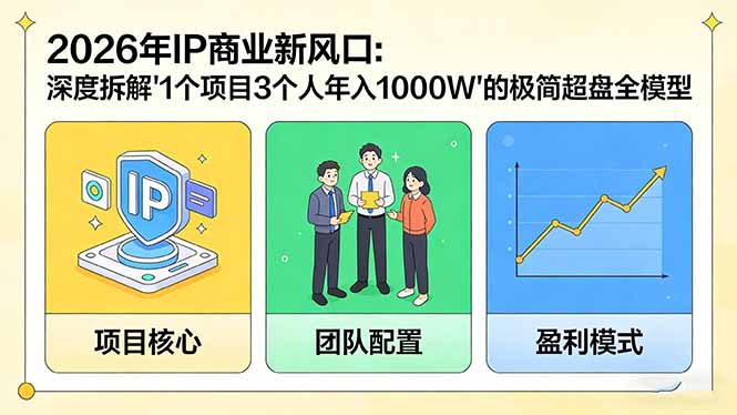 2026年IP商业新风口：深度拆解“1个项目3个人年入1000W”的极简超盘全模型-58创客
