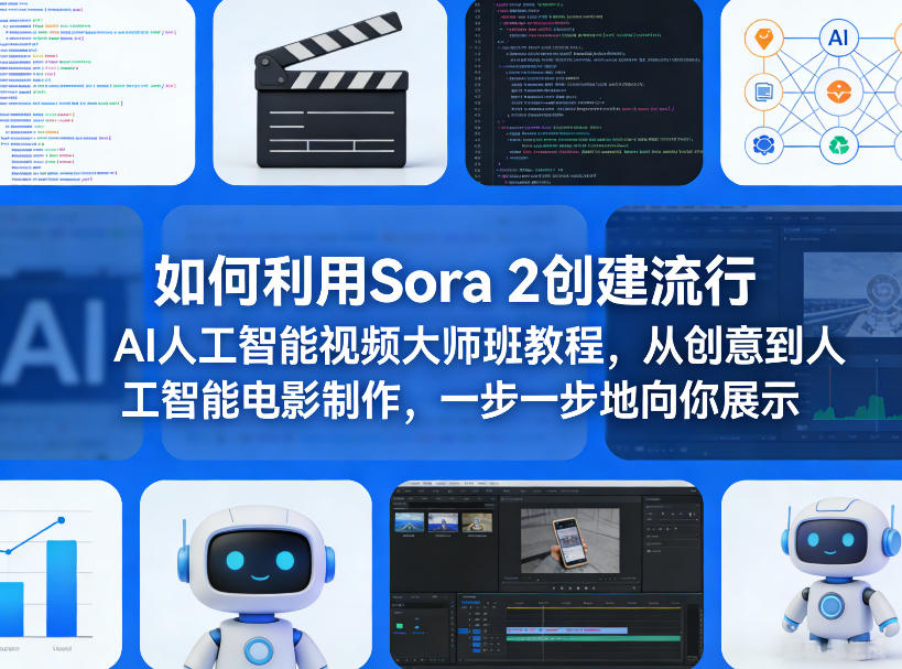 如何利用Sora 2创建流行AI人工智能视频大师班教程，从创意到人工智能电影制作，一步一步地向你展示-58创客