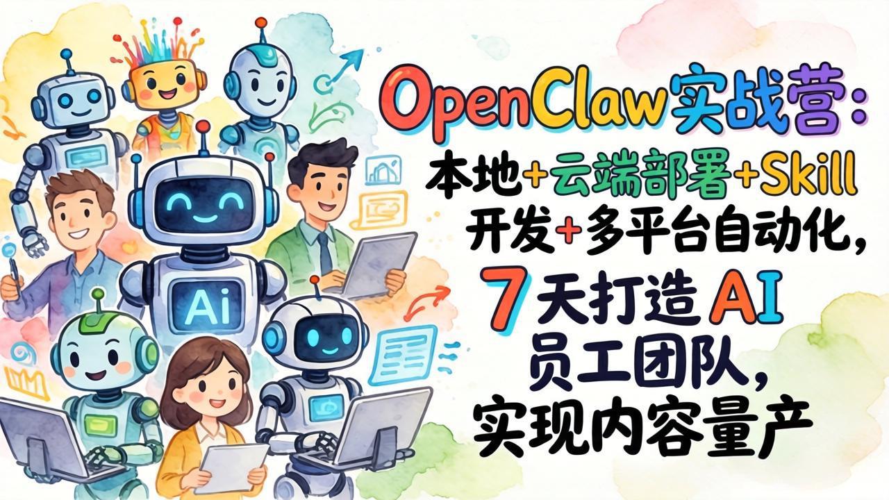 OpenClaw实战营：本地+云端部署+Skill开发+多平台自动化，7 天打造 AI 员工团队，实现内容量产-58创客
