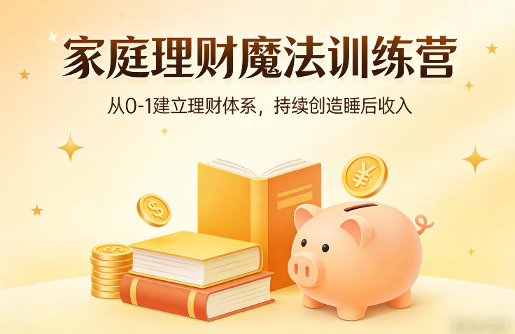 家庭理财魔法训练营，从0-1建立理财体系，持续创造睡后收入-58创客
