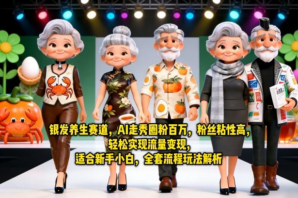 银发养生赛道，AI走秀圈粉百万，粉丝粘性高，轻松实现流量变现，适合新手小白，全套流程玩法解析-58创客