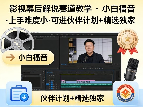 某大佬的影视幕后解说赛道教学，小白福音，上手难度小，可进伙伴计划+精选独家-58创客