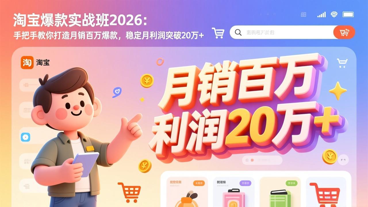 淘宝爆款实战班-2026年3月更新：手把手教你打造月销百万爆款，稳定月利润突破20万+-58创客